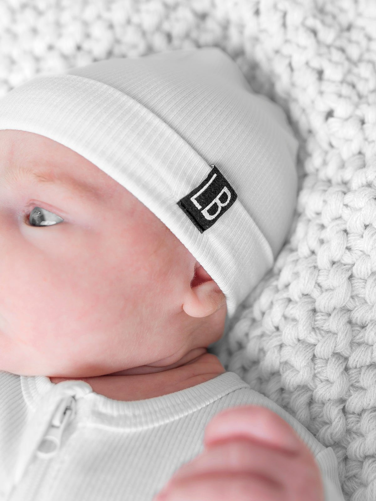 Kids Ribbed White Beanie Hat - Little Bipsy