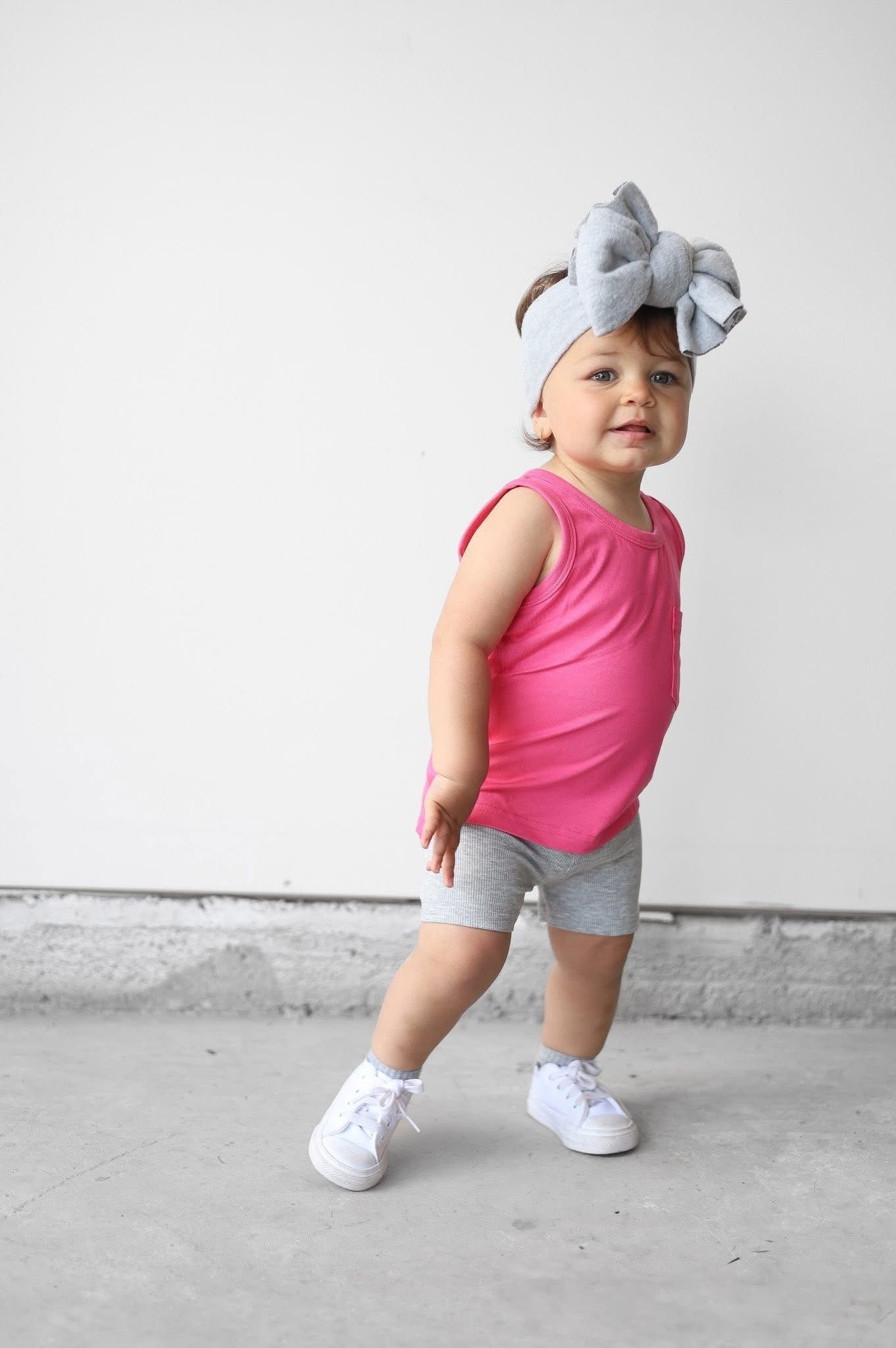 Ribbed Biker Short - Grey - Little Bipsy