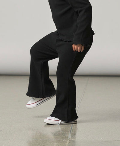 Ribbed Flare Pant - Black - Little Bipsy