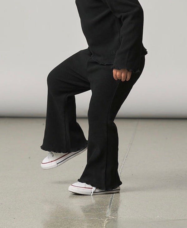 Ribbed Flare Pant - Black - Little Bipsy