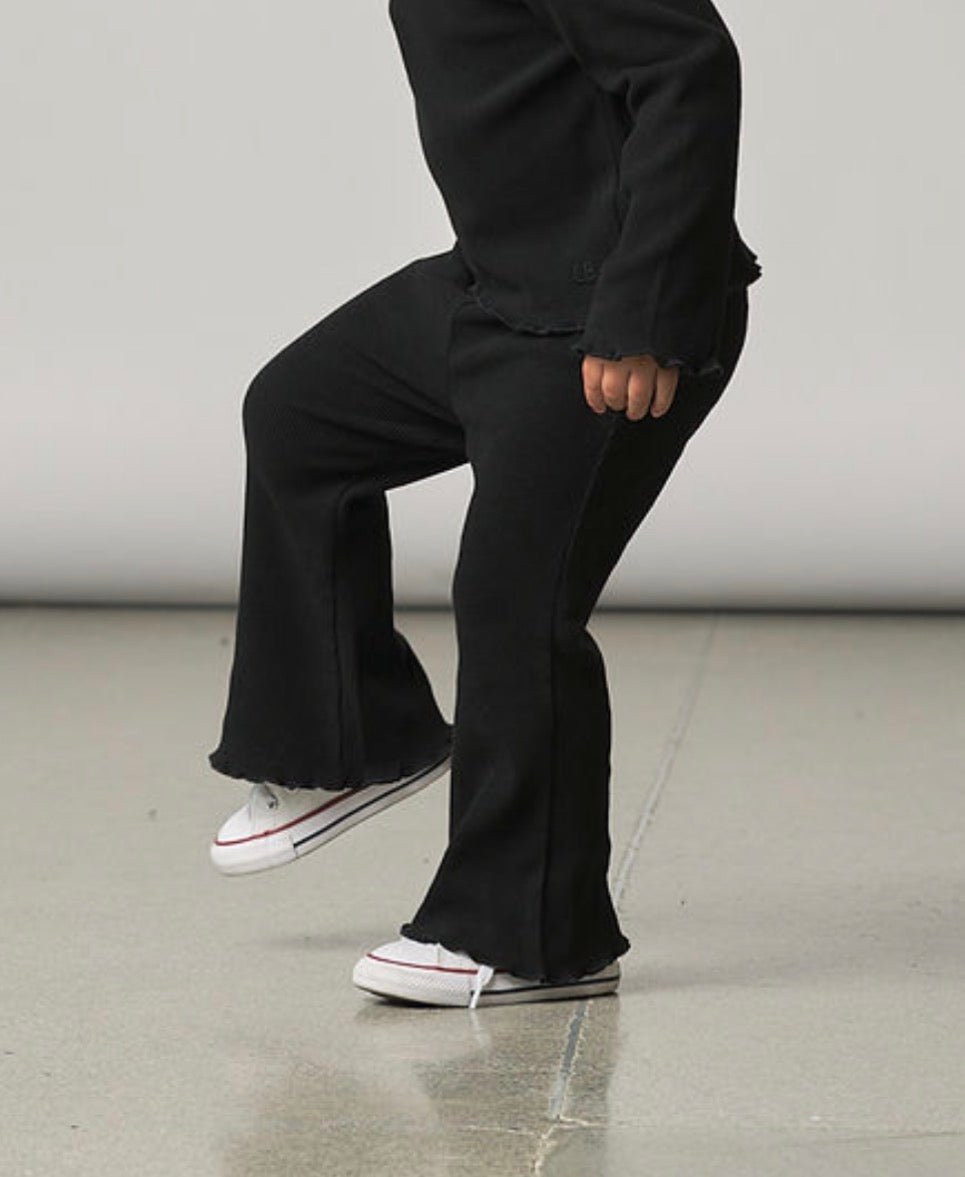 Ribbed Flare Pant - Black - Little Bipsy