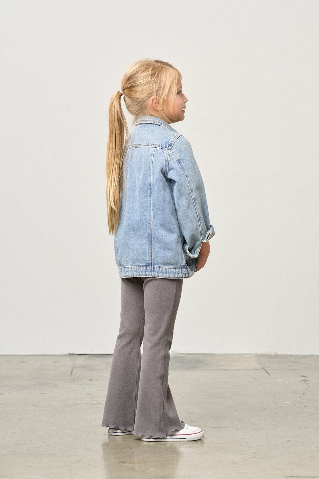 Ribbed Flare Pant - Graphite - Little Bipsy