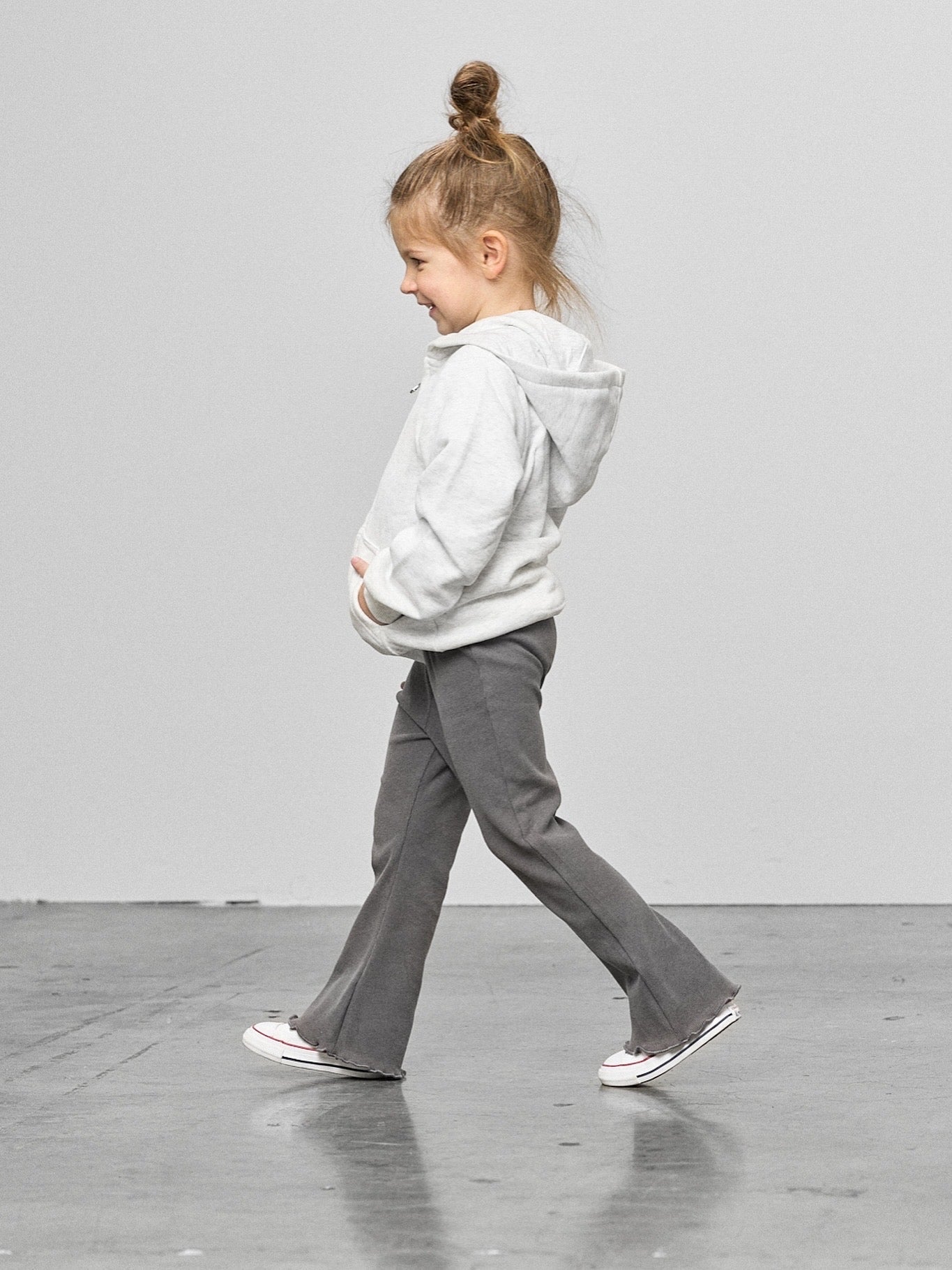Ribbed Flare Pant - Graphite - Little Bipsy