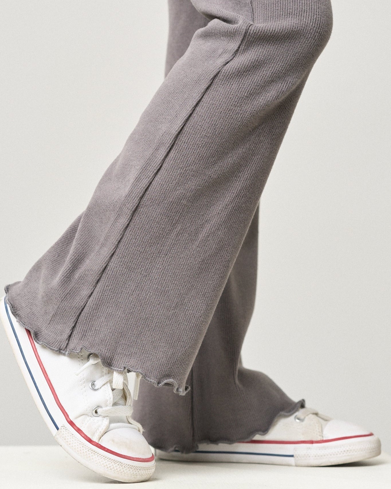 Ribbed Flare Pant - Graphite - Little Bipsy