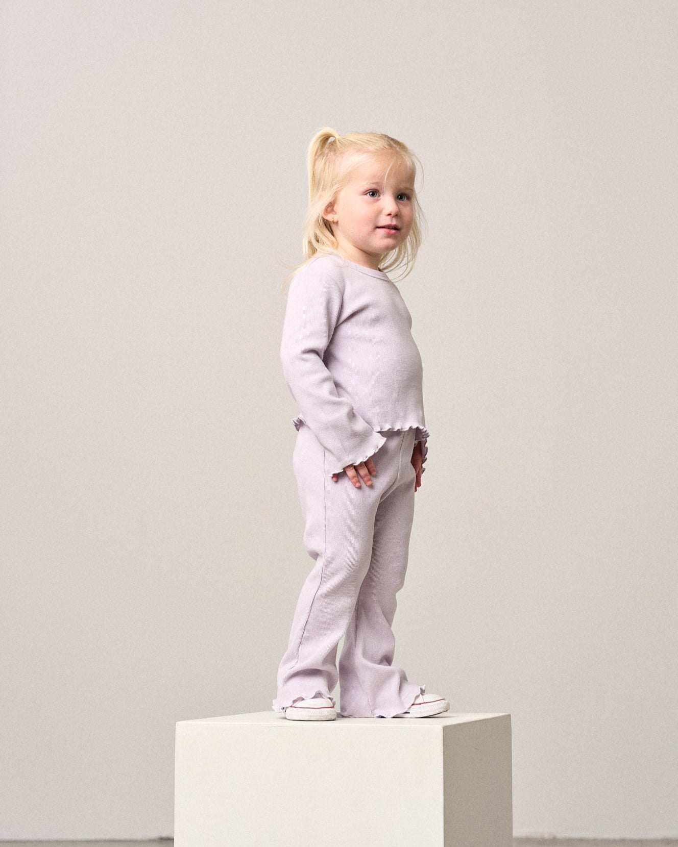 Ribbed Flare Pant - Lilac - Little Bipsy