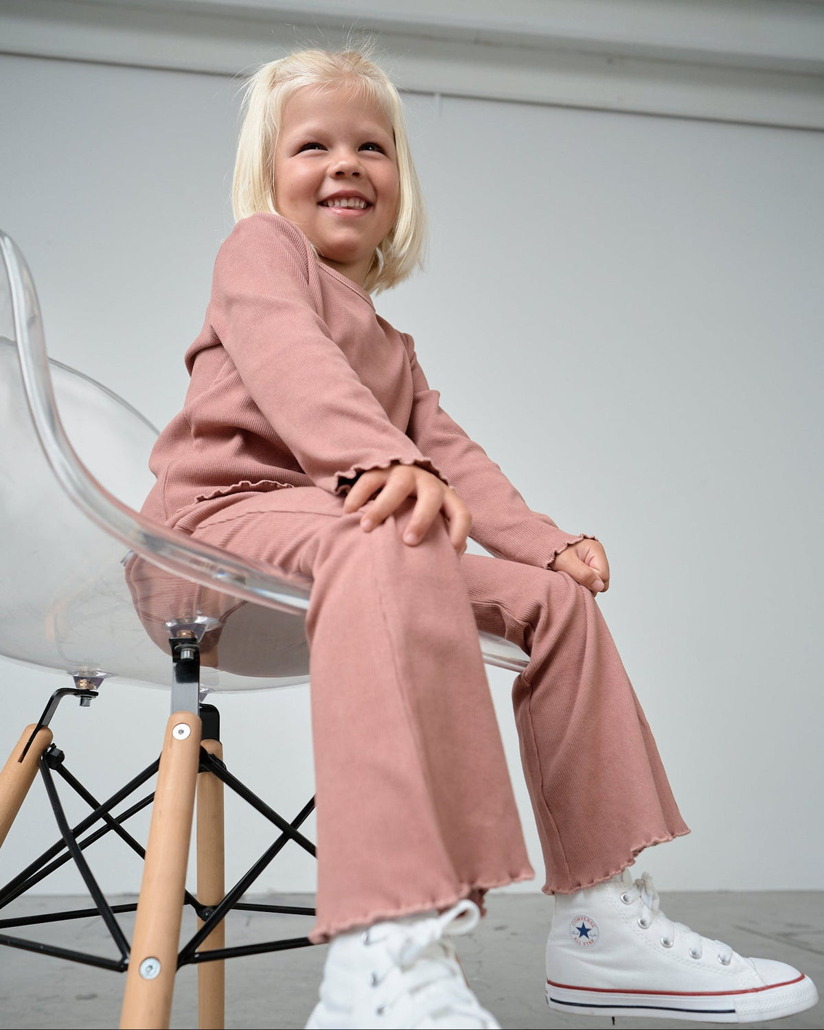 Ribbed Flare Pant - Pink - Little Bipsy
