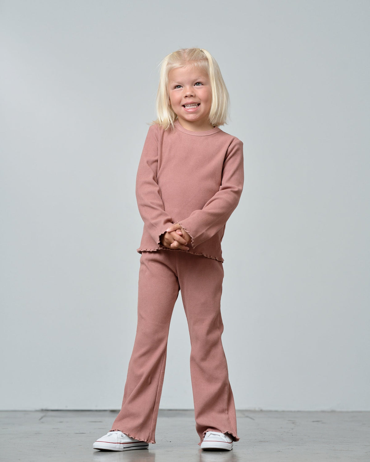 Ribbed Flare Pant - Pink - Little Bipsy