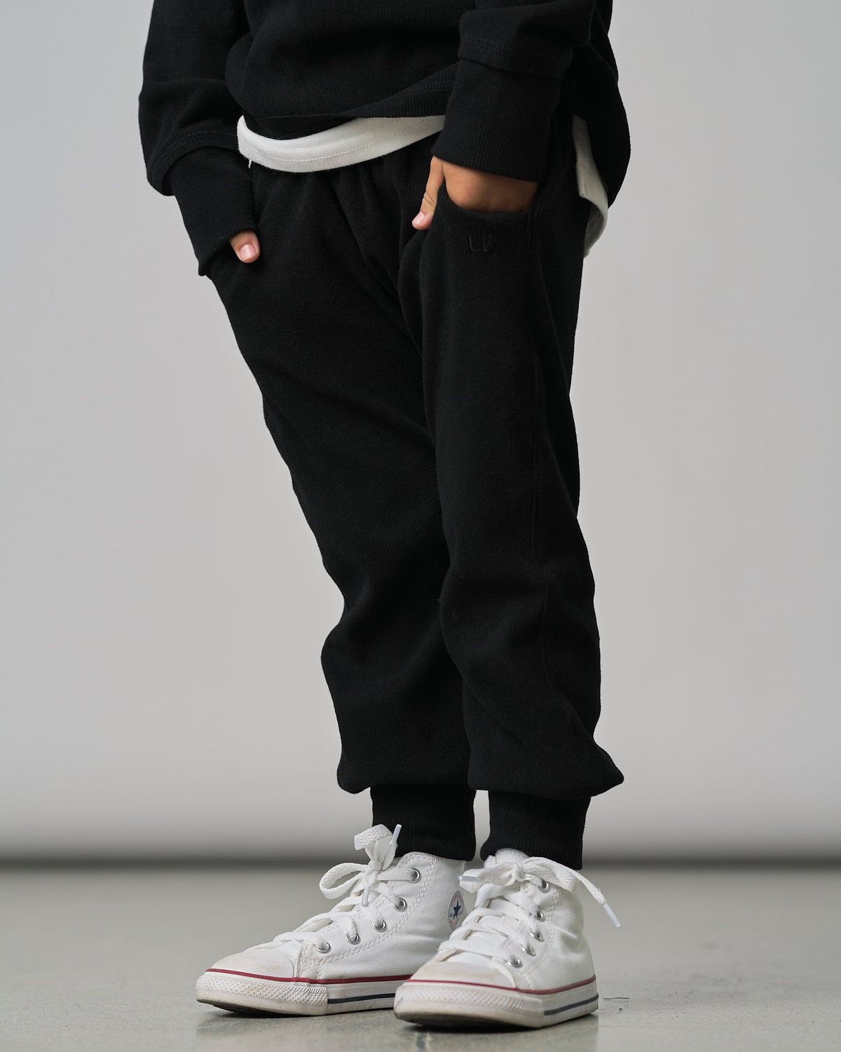 Ribbed Jogger - Black - Little Bipsy