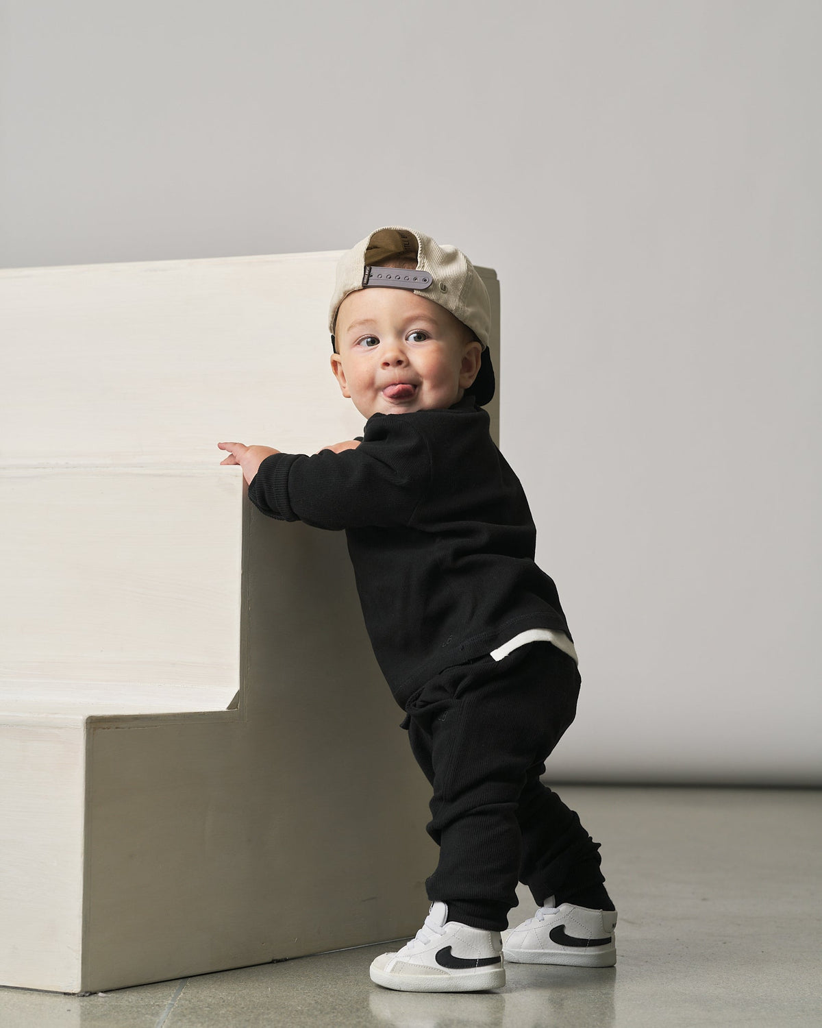 Ribbed Jogger - Black - Little Bipsy