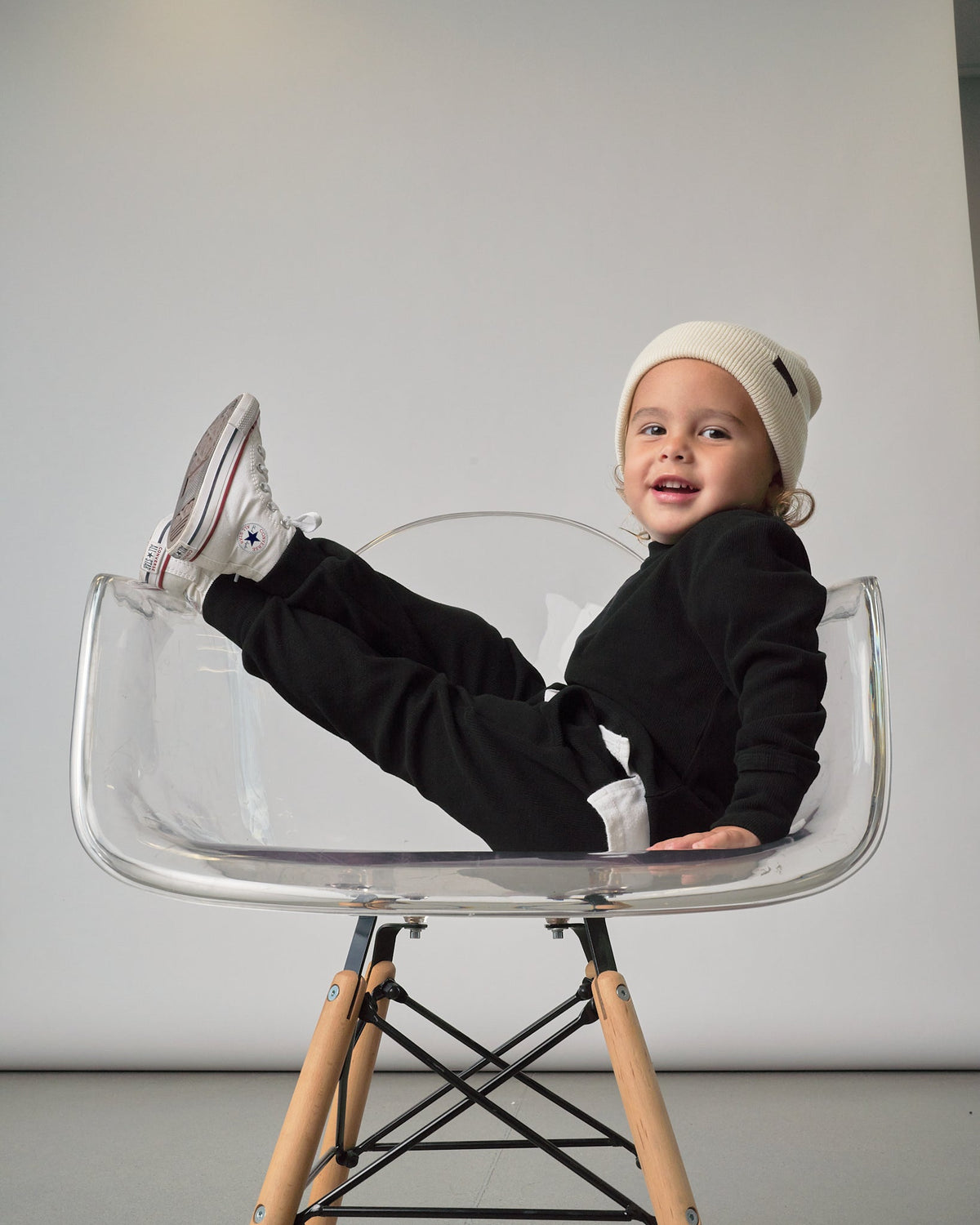 Ribbed Jogger - Black - Little Bipsy