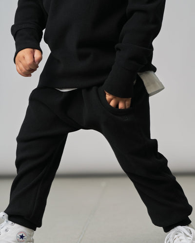 Ribbed Jogger - Black - Little Bipsy