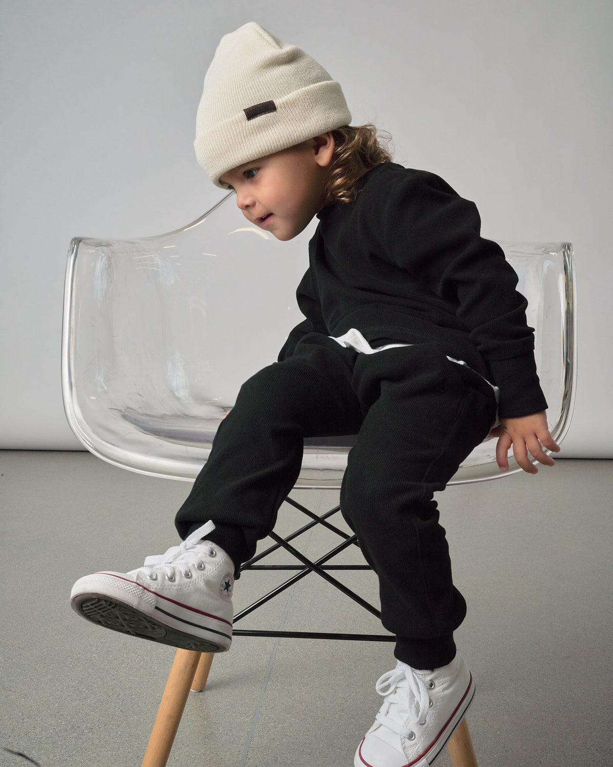 Ribbed Jogger - Black - Little Bipsy
