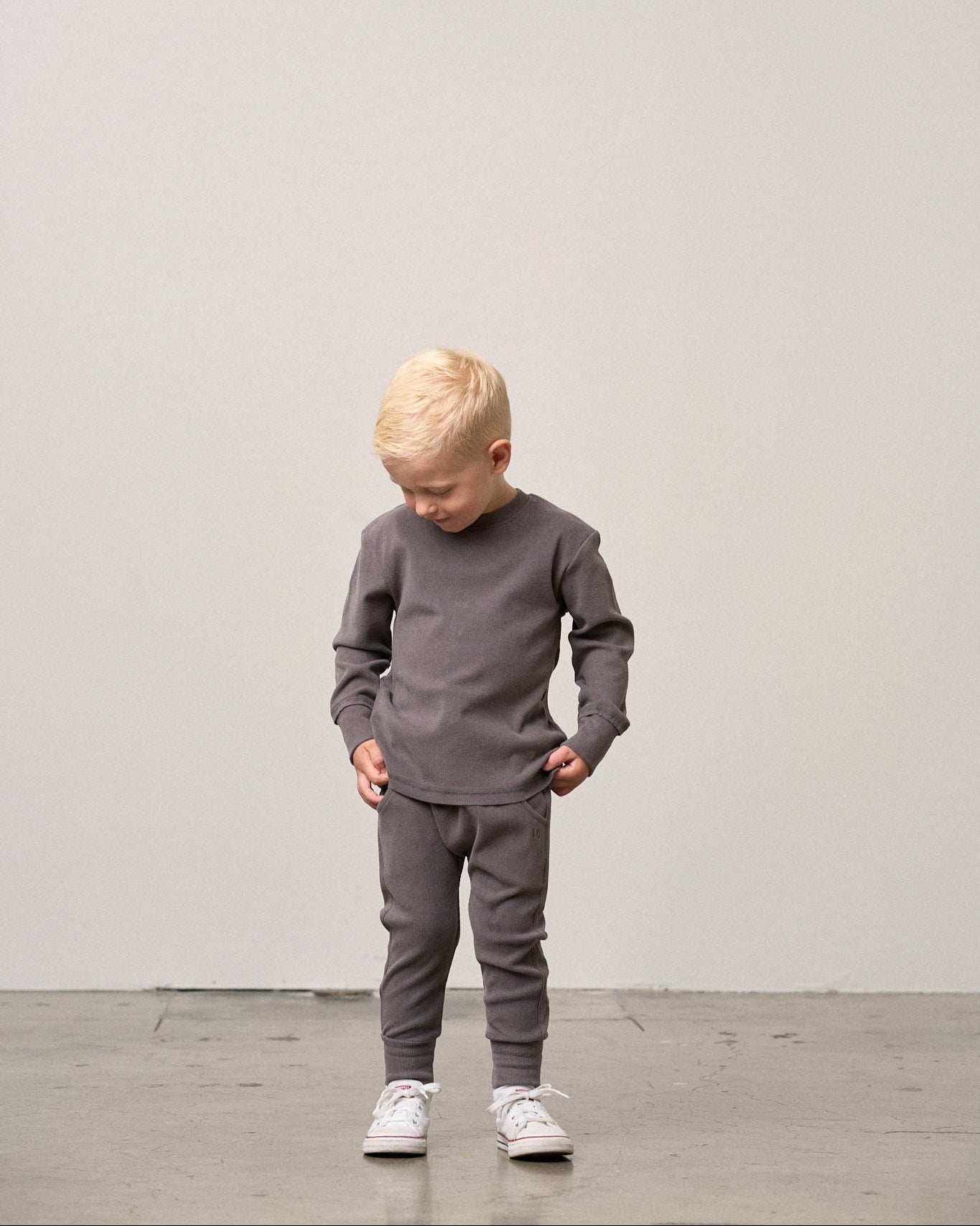 Ribbed Jogger - Graphite - Little Bipsy