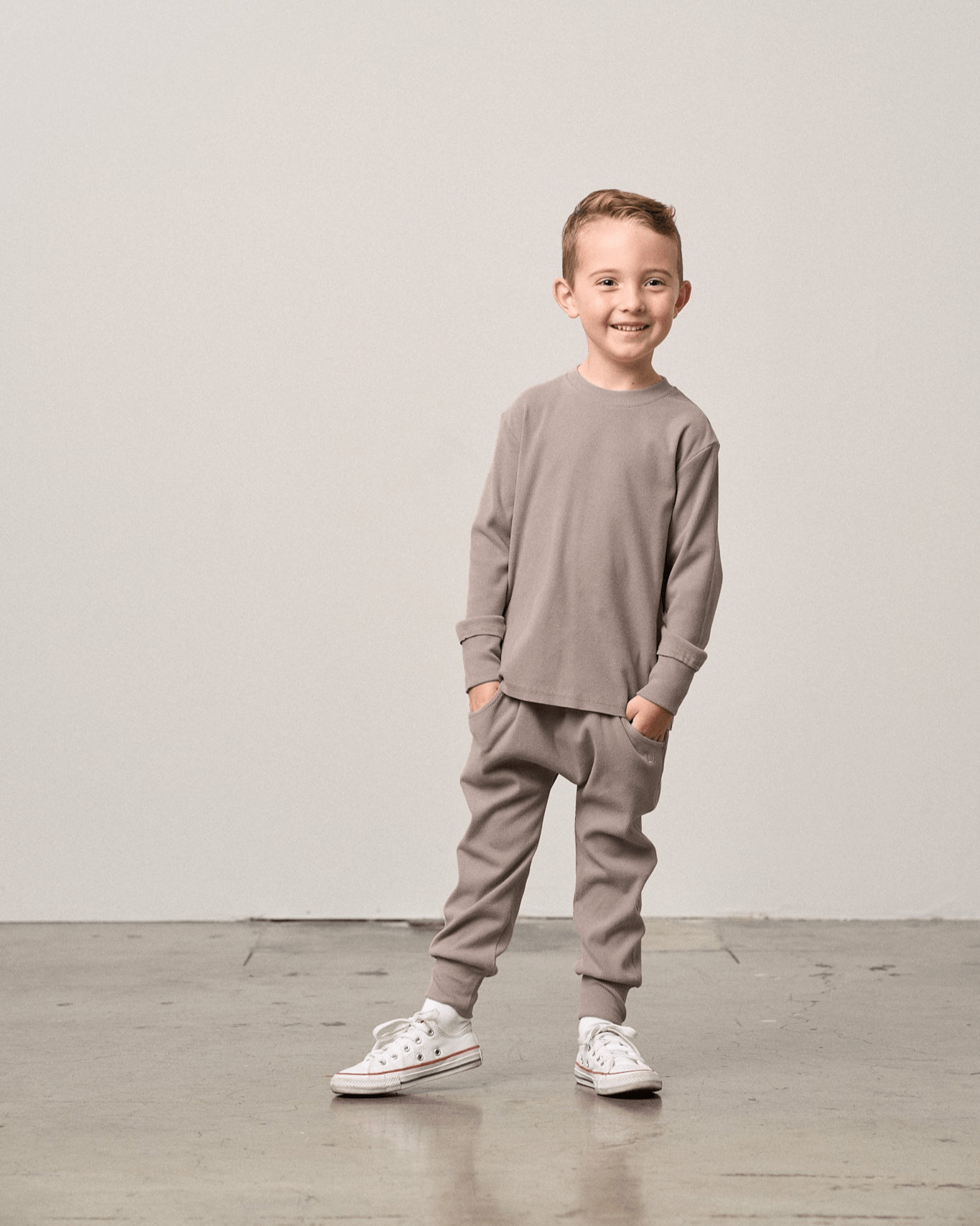 Ribbed Jogger - Mushroom - Little Bipsy