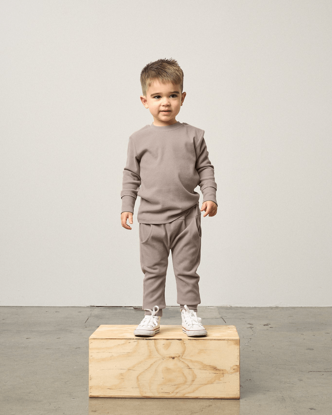 Ribbed Jogger - Mushroom - Little Bipsy