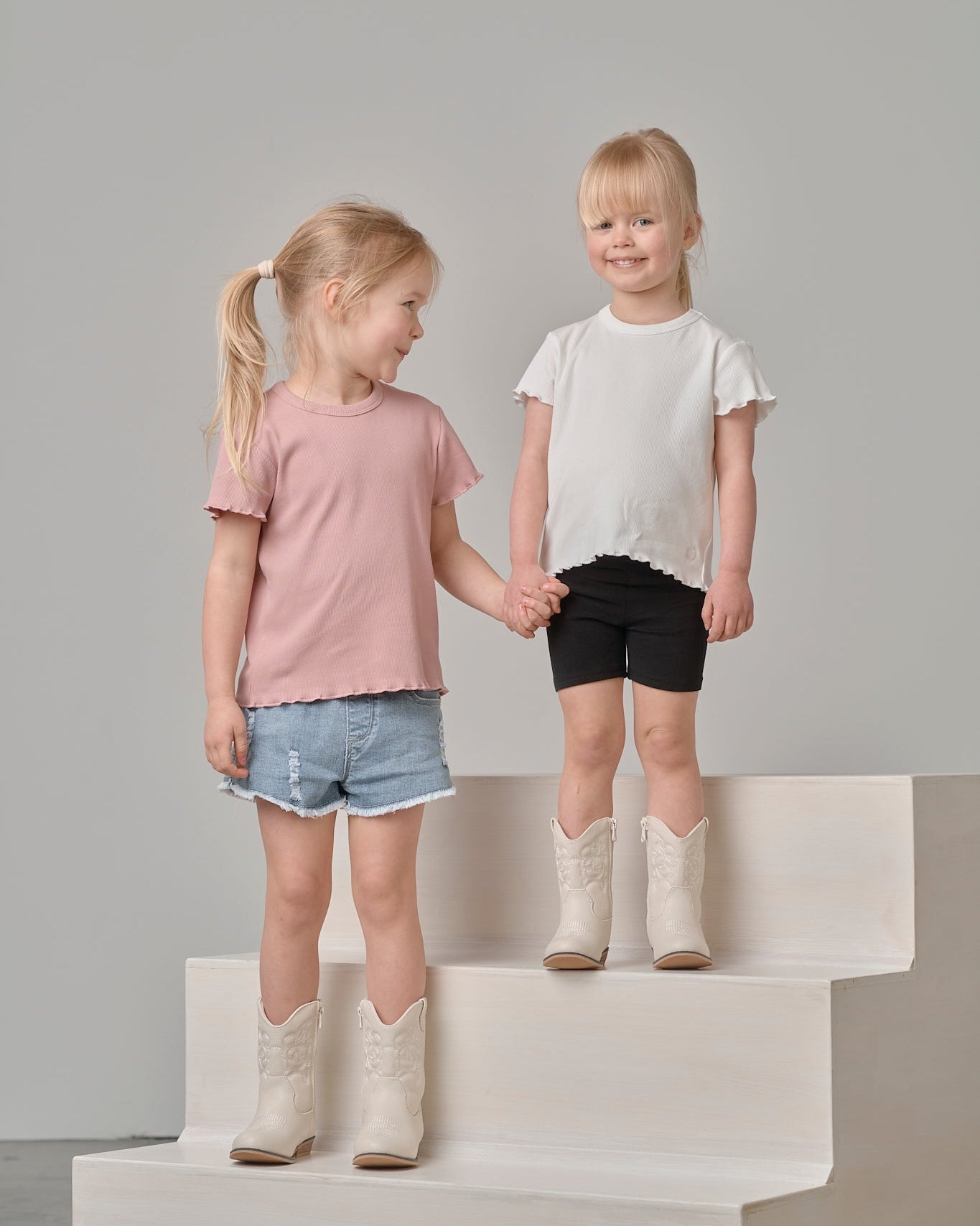 Ribbed Lettuce Trim Tee - Dusty Rosewood - Little Bipsy