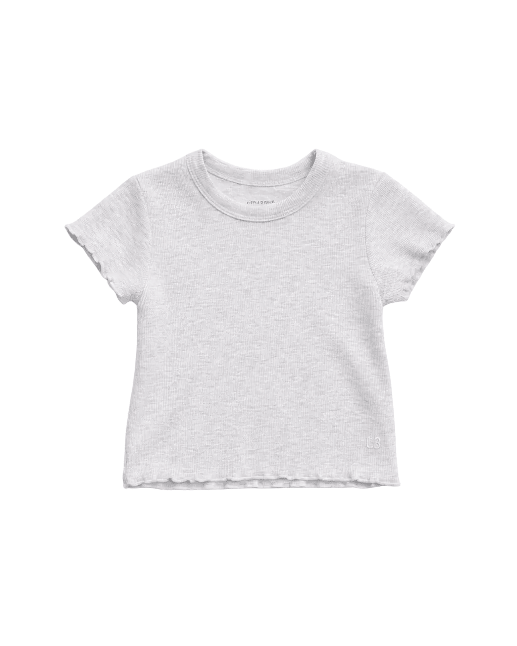 Ribbed Lettuce Trim Tee - Grey