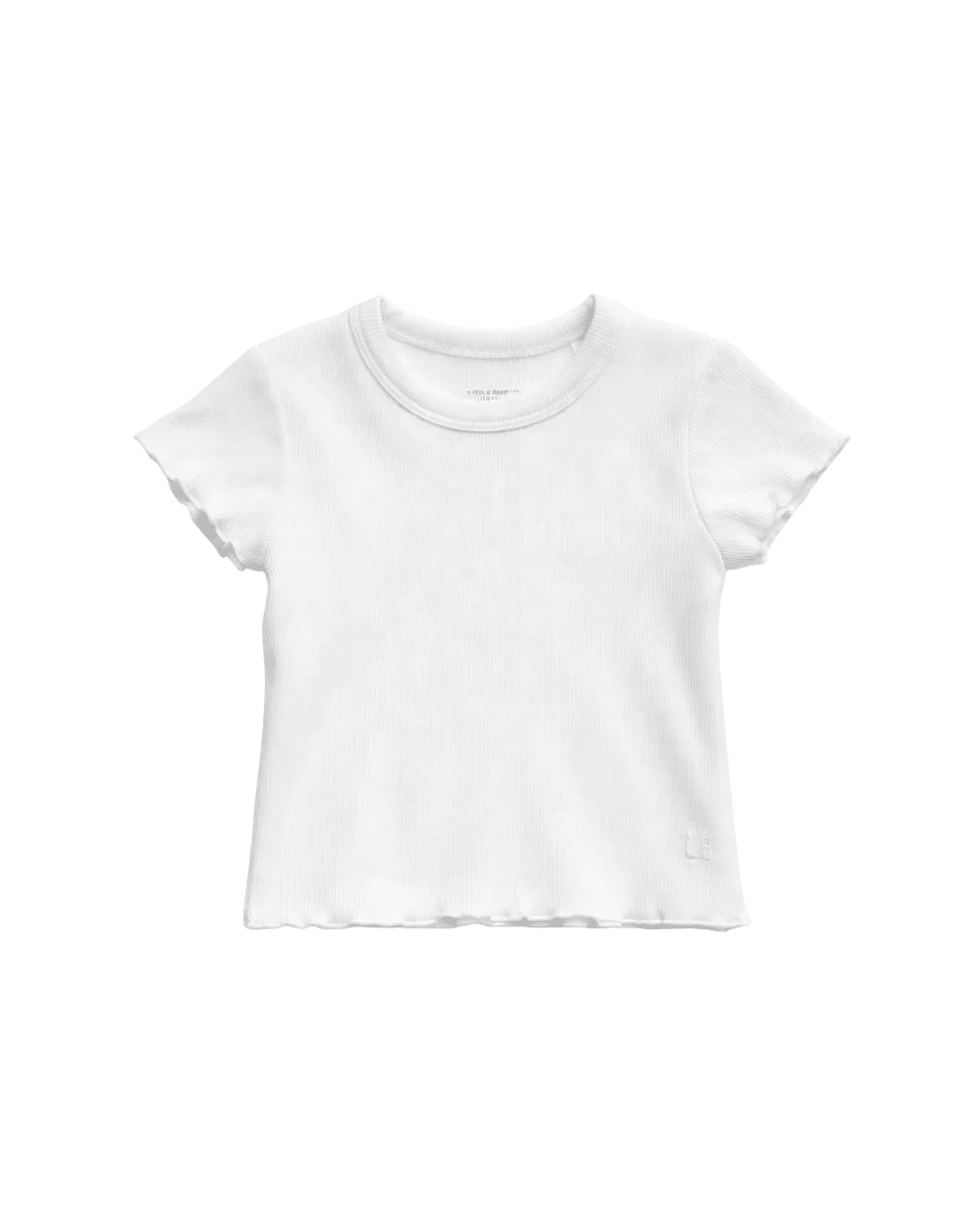 Ribbed Lettuce Trim Tee - White
