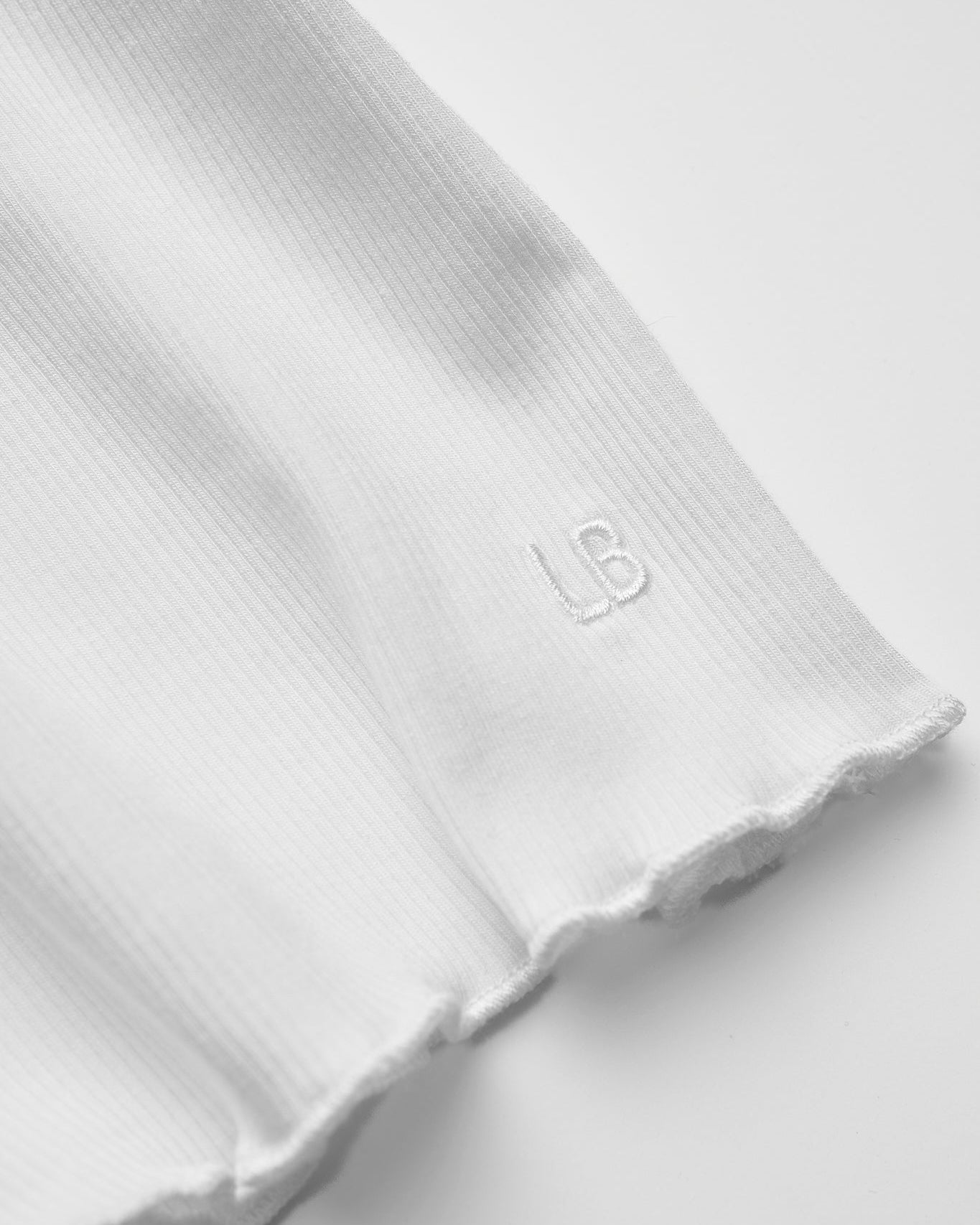 Ribbed Lettuce Trim Tee - White - Little Bipsy