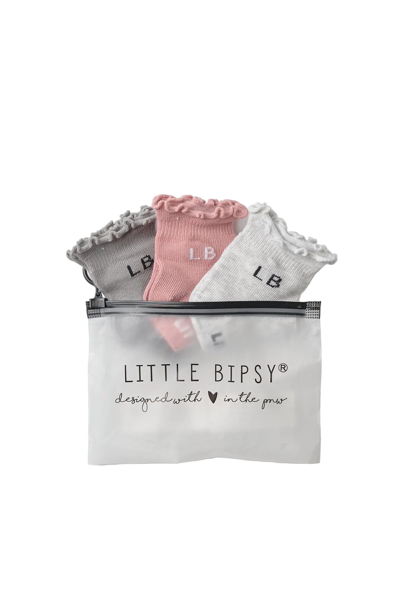 Ruffle Sock 3 - Pack - Dusty Rosewood - Little Bipsy
