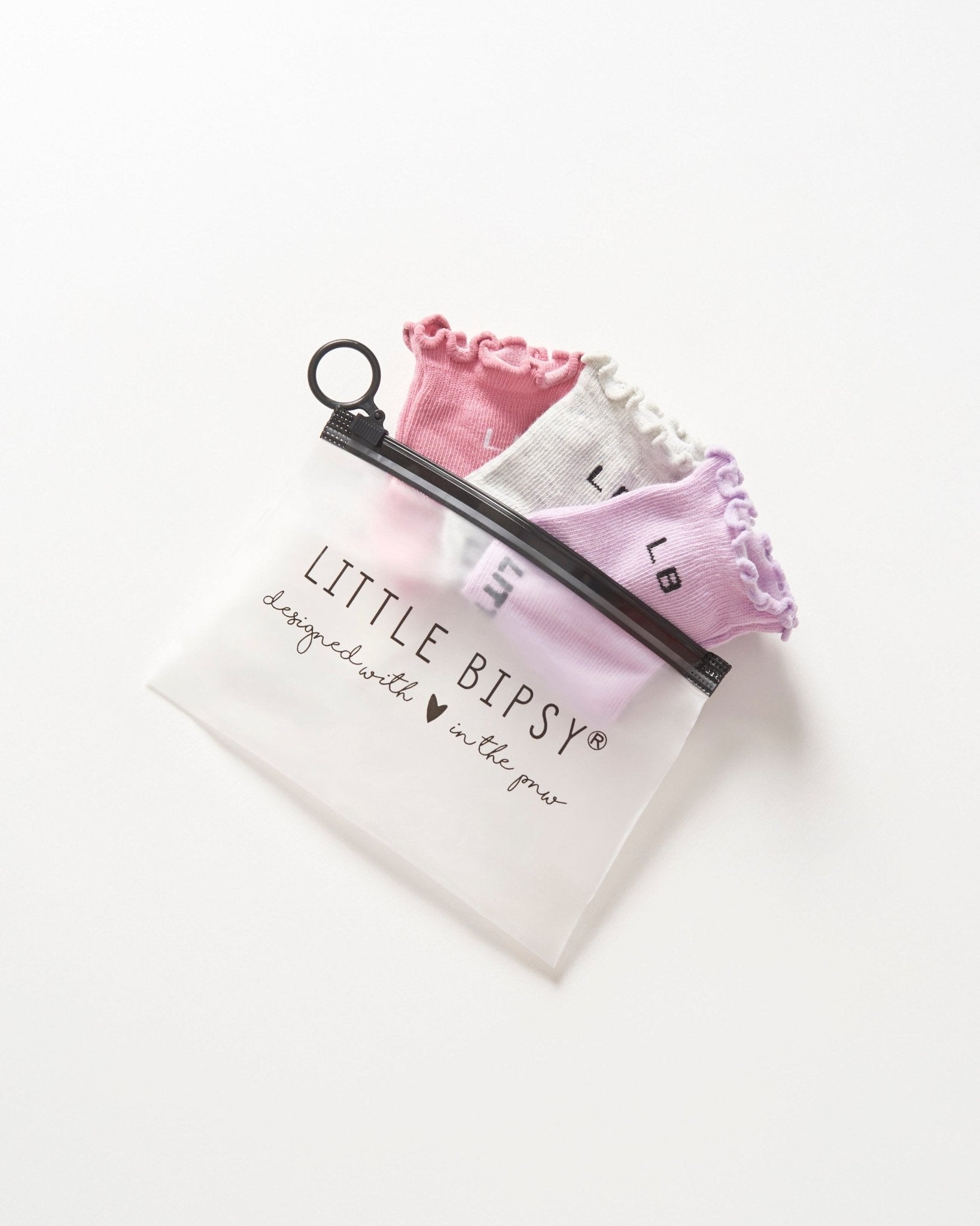 Ruffle Sock 3 - Pack - Rose/Light Heather Grey/Lilac - Little Bipsy