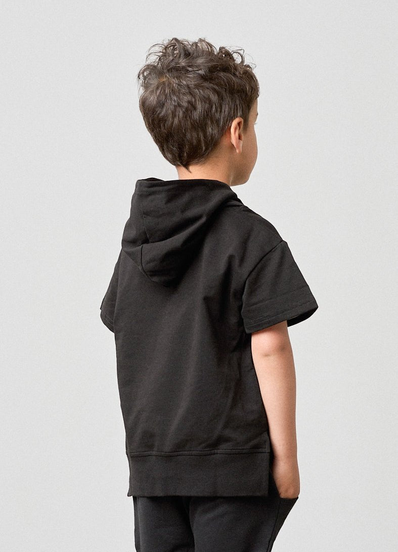 Short Sleeve Hoodie - Black - Little Bipsy