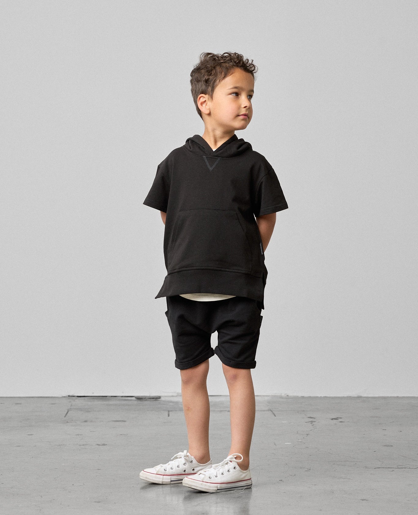Short Sleeve Hoodie - Black - Little Bipsy
