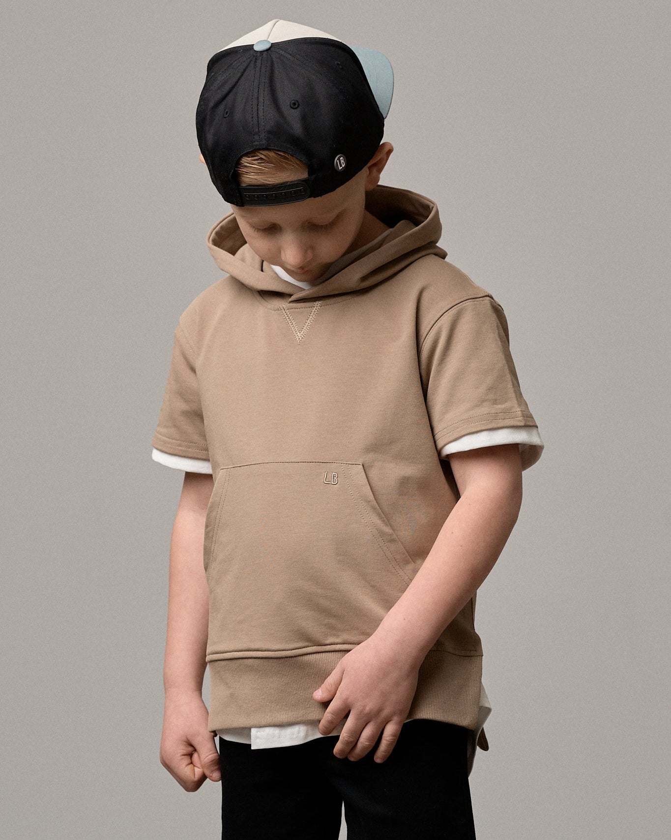 Short Sleeve Hoodie - Driftwood - Little Bipsy