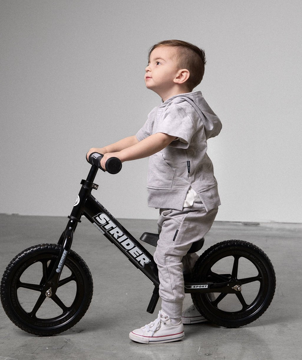 Short Sleeve Hoodie - Grey - Little Bipsy