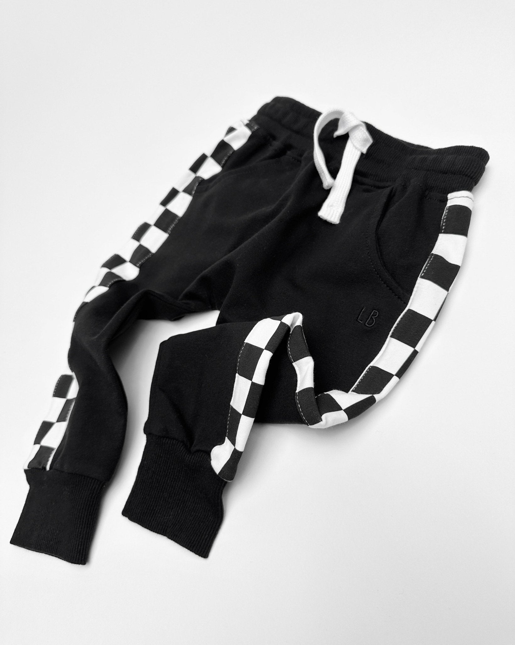Side Checkered Jogger - Black - Little Bipsy