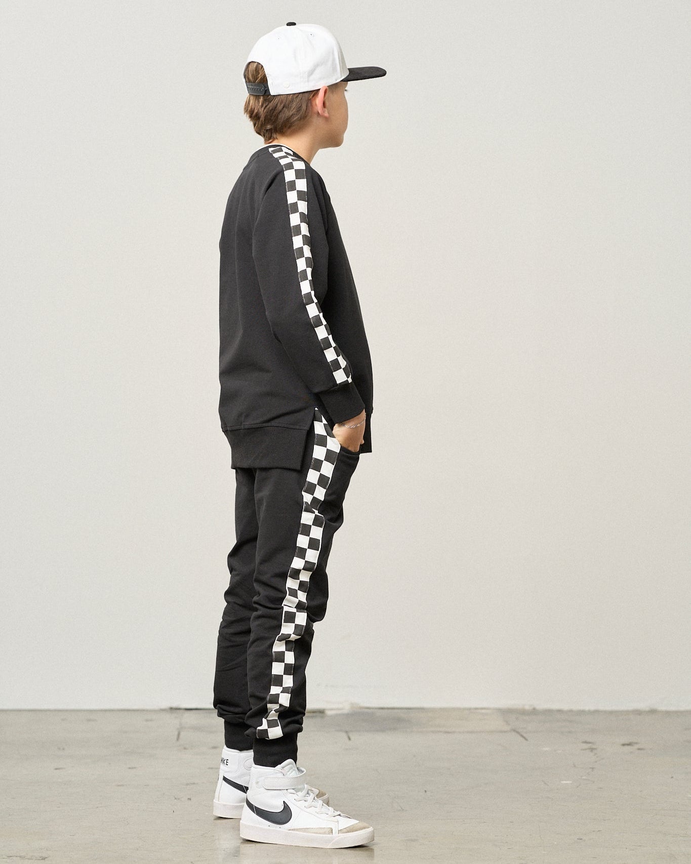 Side Checkered Jogger - Black - Little Bipsy