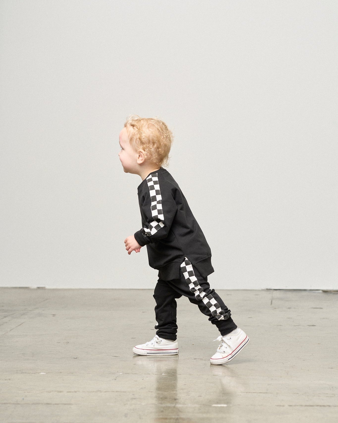 Side Checkered Jogger - Black - Little Bipsy