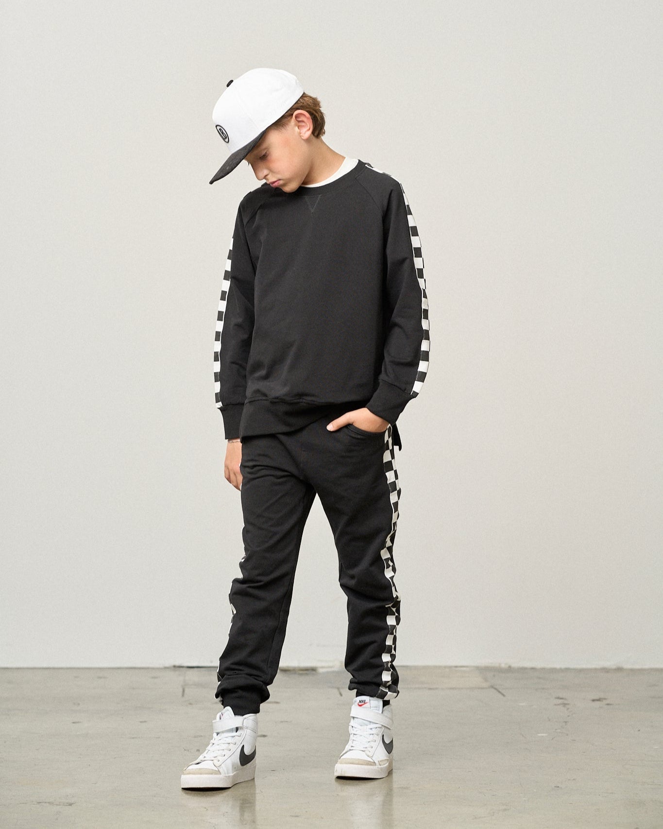Side Checkered Jogger - Black - Little Bipsy