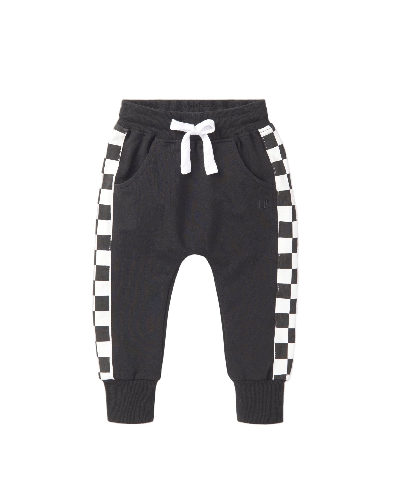 Side Checkered Jogger - Black - Little Bipsy