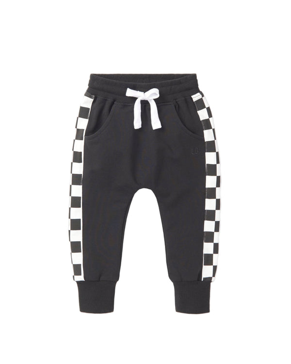 Side Checkered Jogger - Black - Little Bipsy