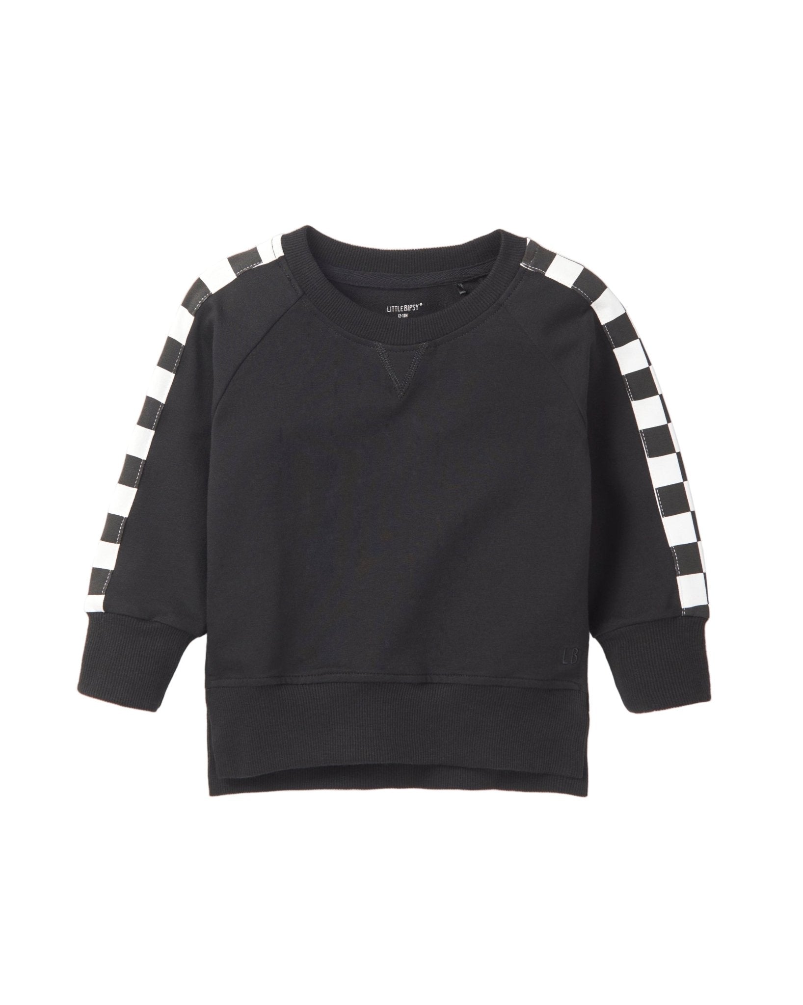 Side Checkered Pullover - Black - Little Bipsy