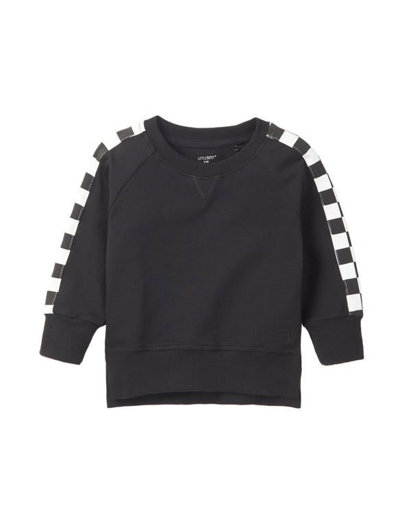 Side Checkered Pullover - Black - Little Bipsy