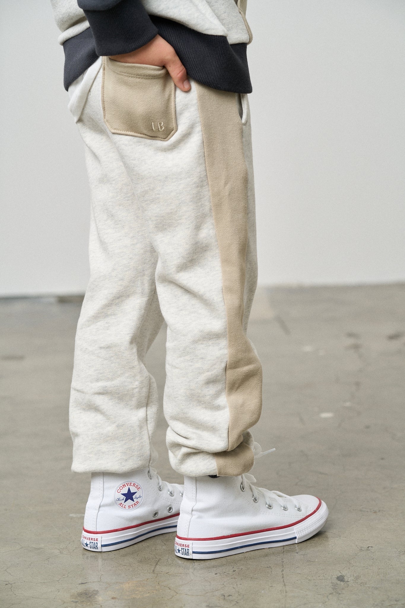 Side Stripe Jogger - Stone Grey - Little Bipsy