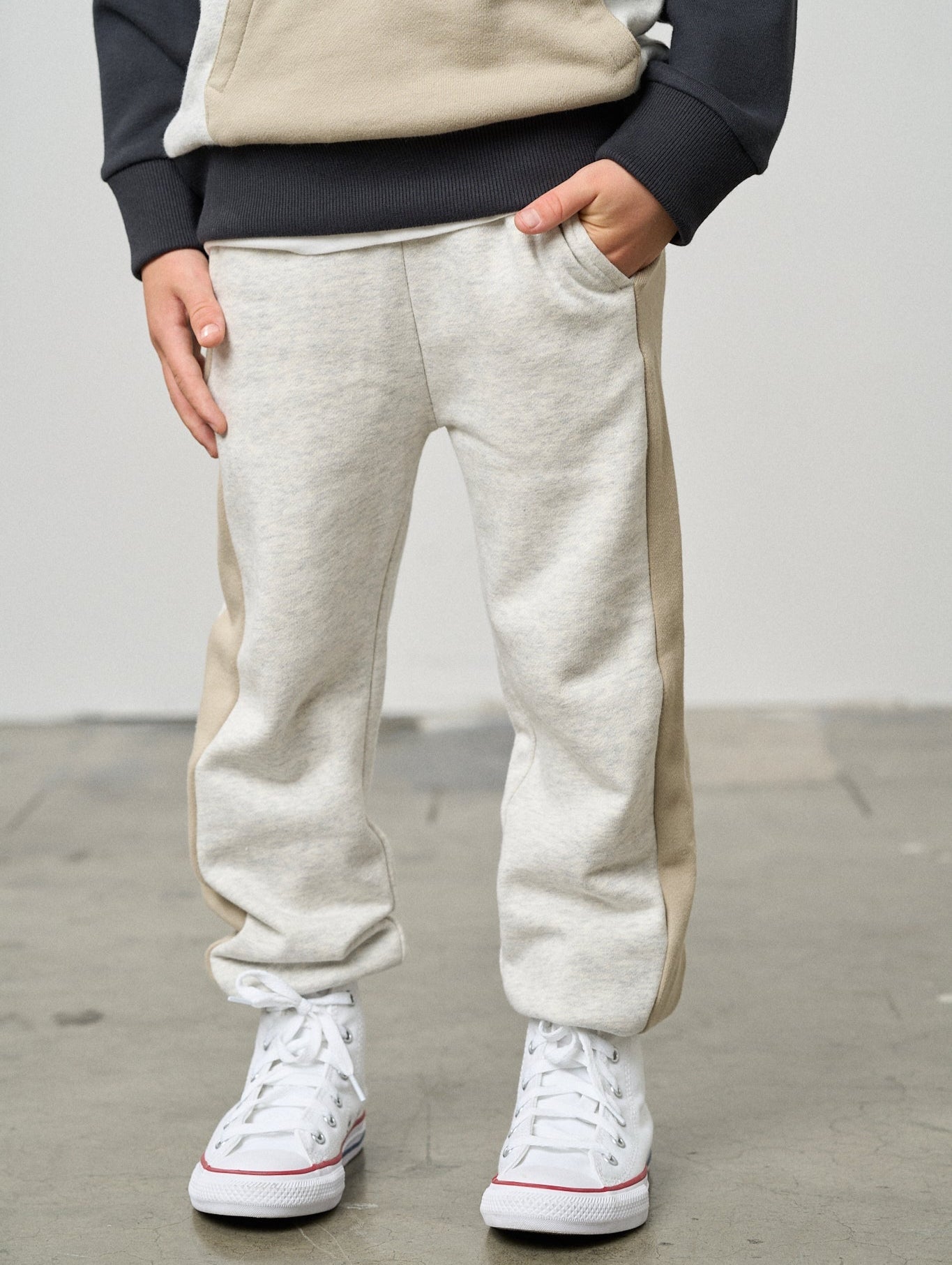 Side Stripe Jogger - Stone Grey - Little Bipsy