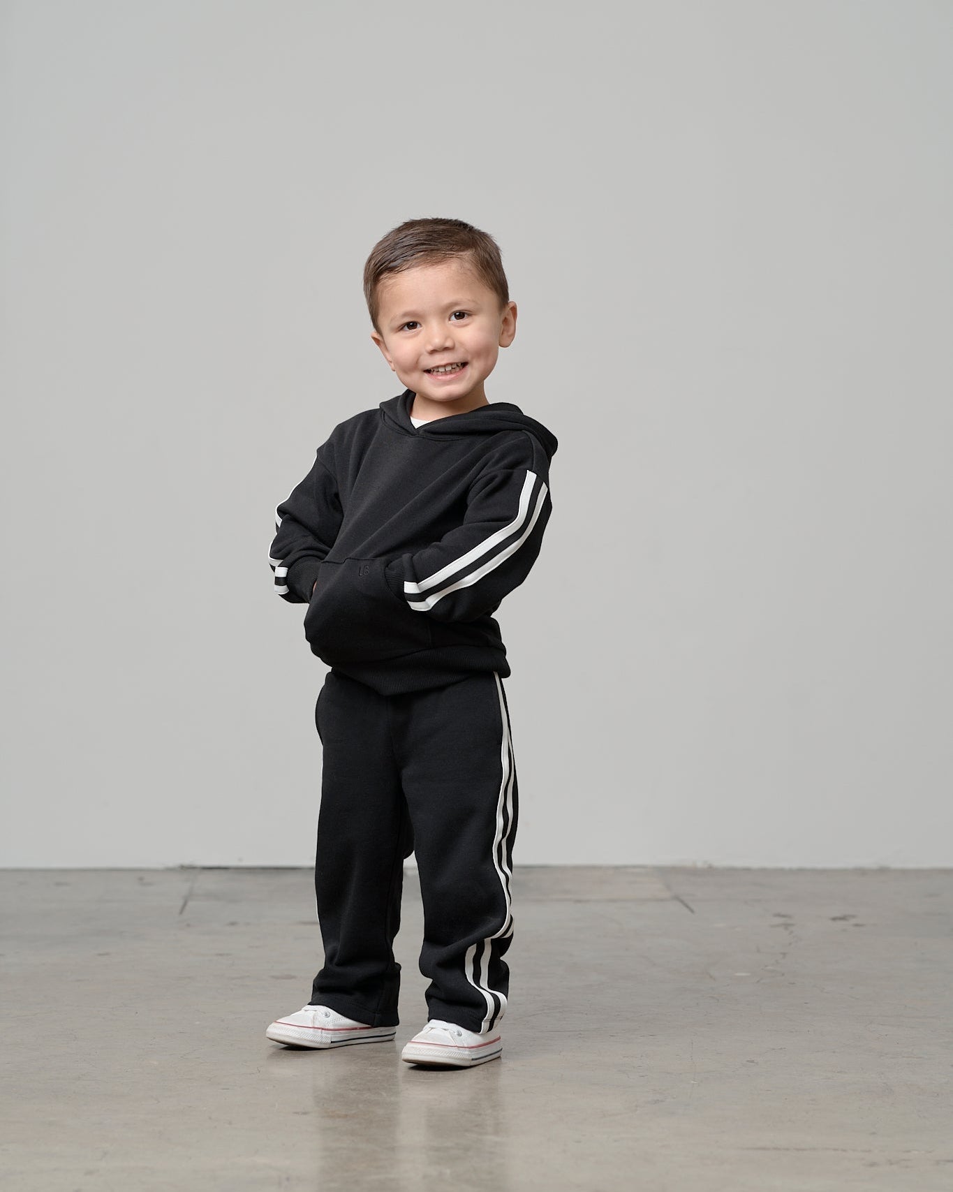Side Trim Hoodie - Black - Little Bipsy