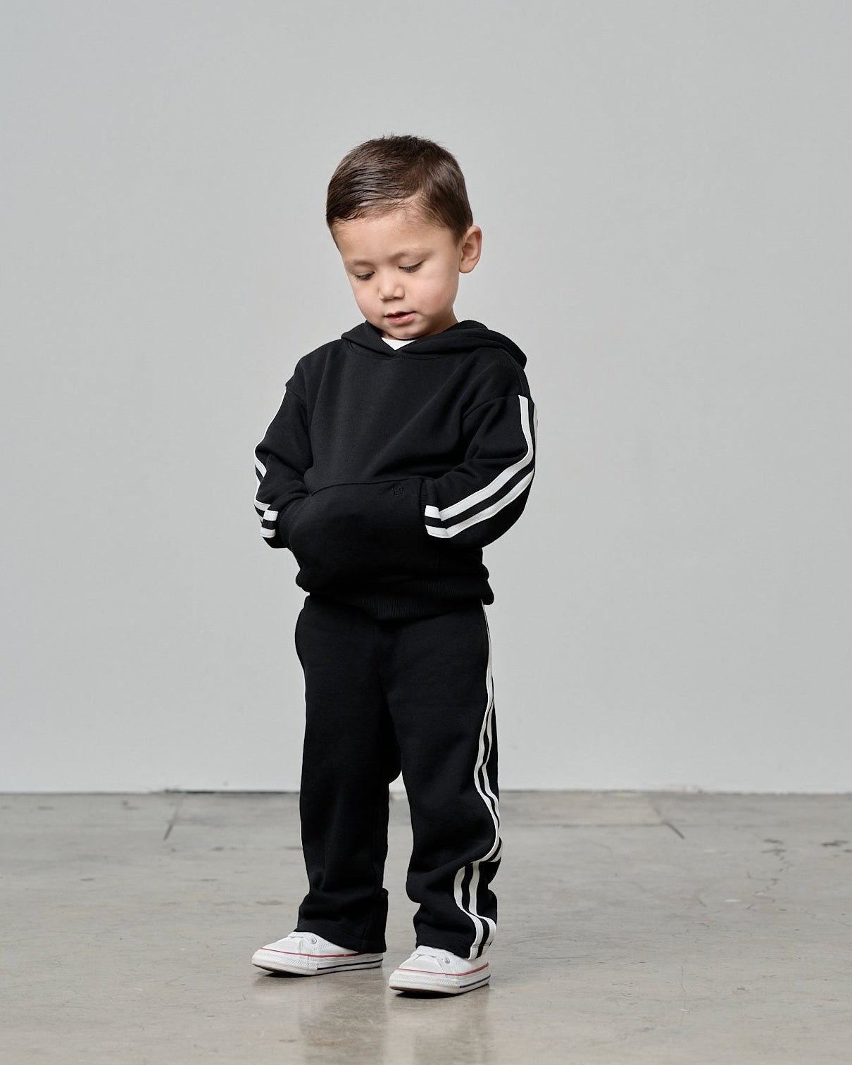 Side Trim Hoodie - Black - Little Bipsy