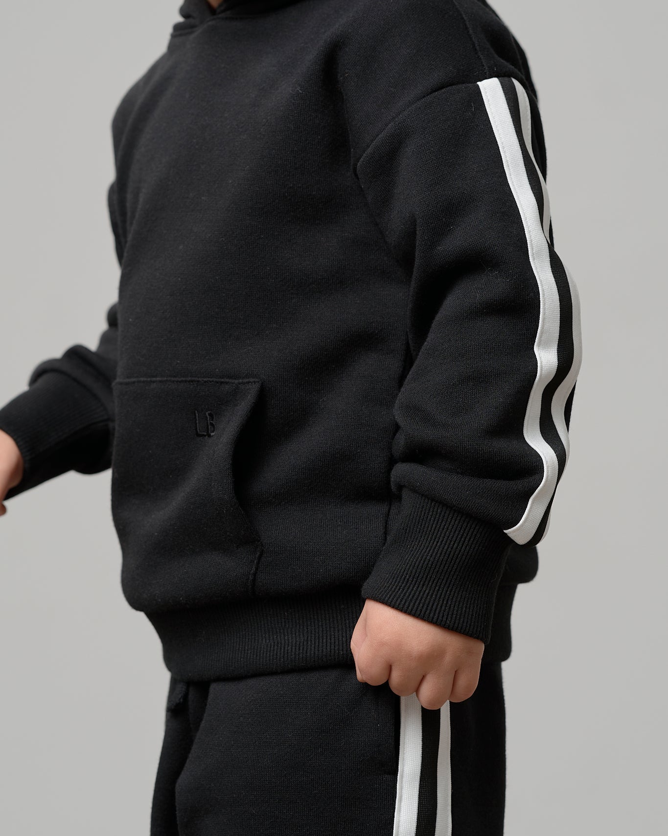 Side Trim Hoodie - Black - Little Bipsy