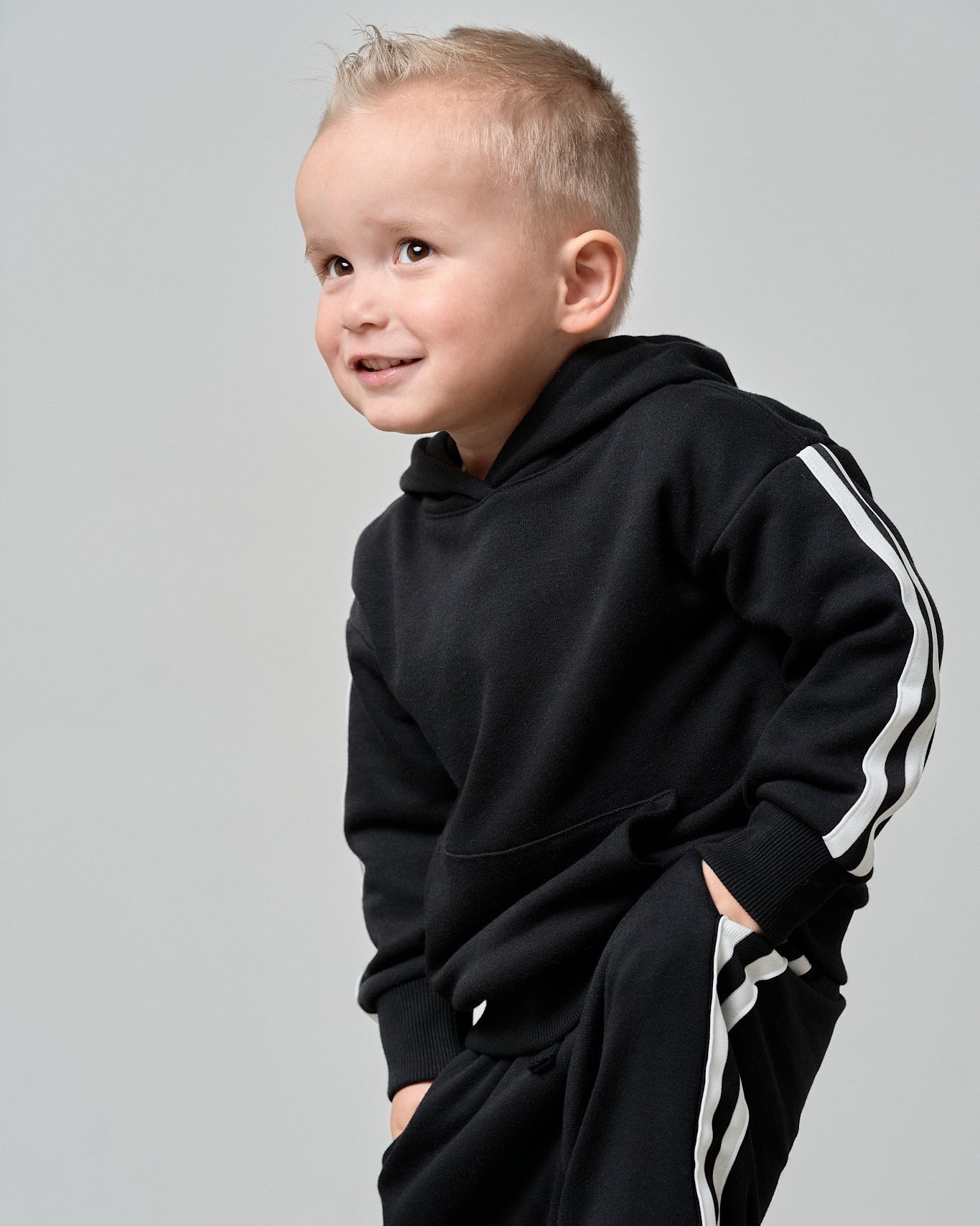 Side Trim Hoodie - Black - Little Bipsy