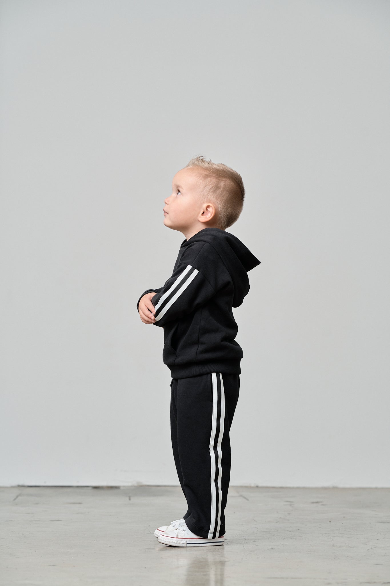 Side Trim Hoodie - Black - Little Bipsy