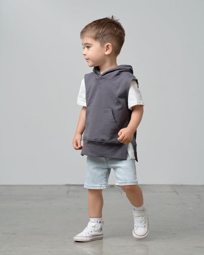 Sleeveless Hoodie - Iron - Little Bipsy