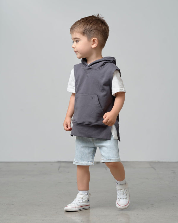 Sleeveless Hoodie - Iron - Little Bipsy