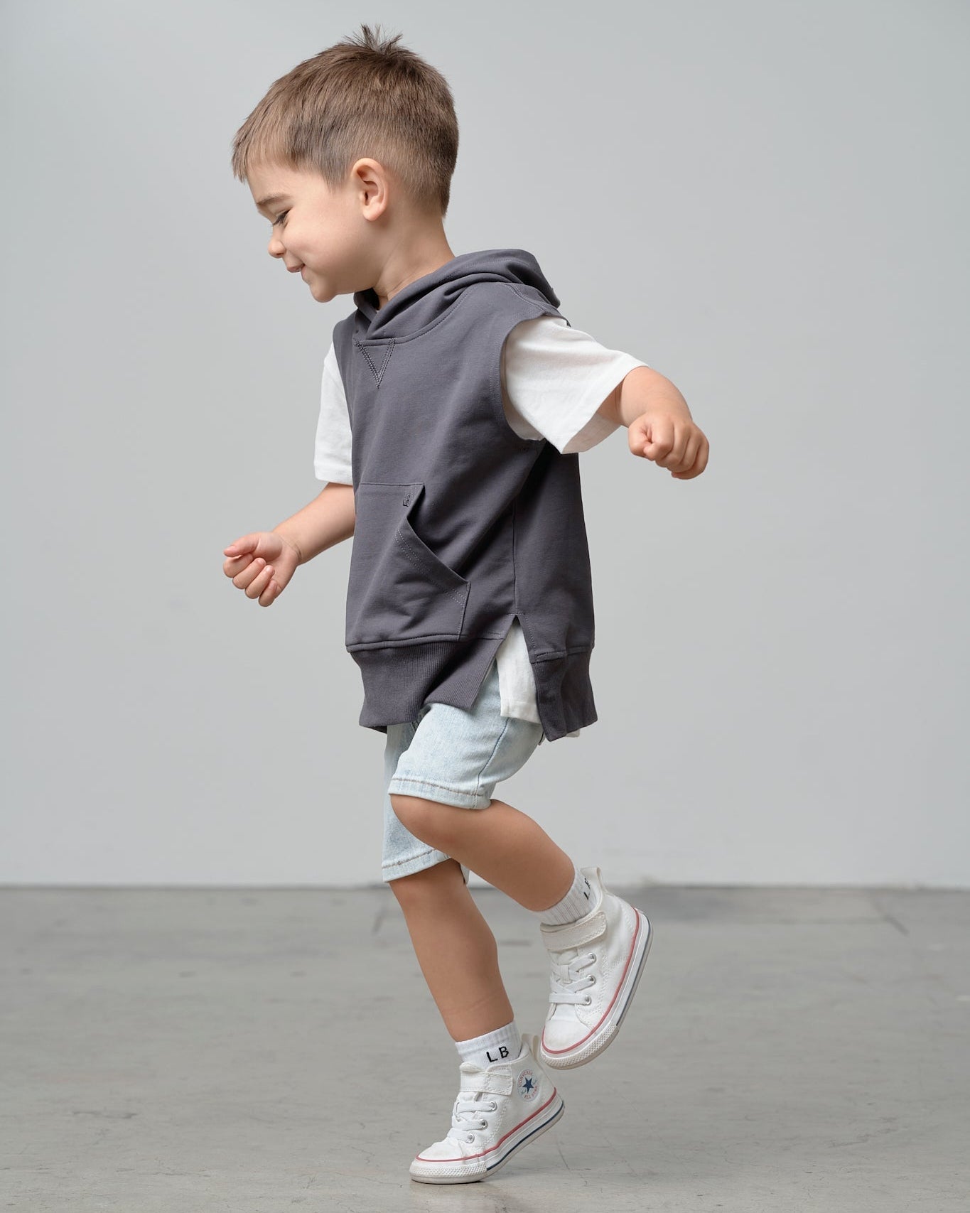 Sleeveless Hoodie - Iron - Little Bipsy