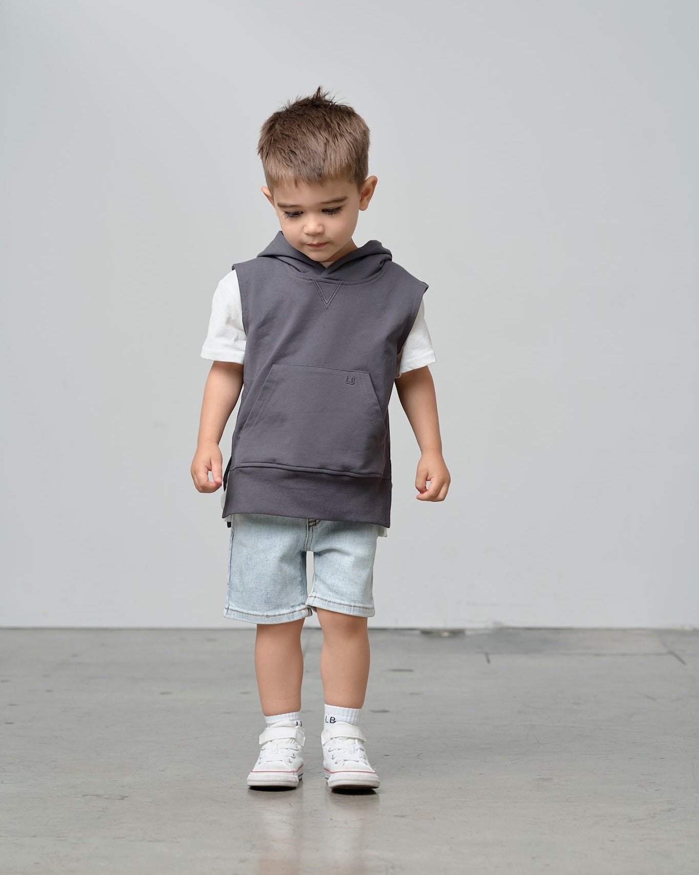 Sleeveless Hoodie - Iron - Little Bipsy