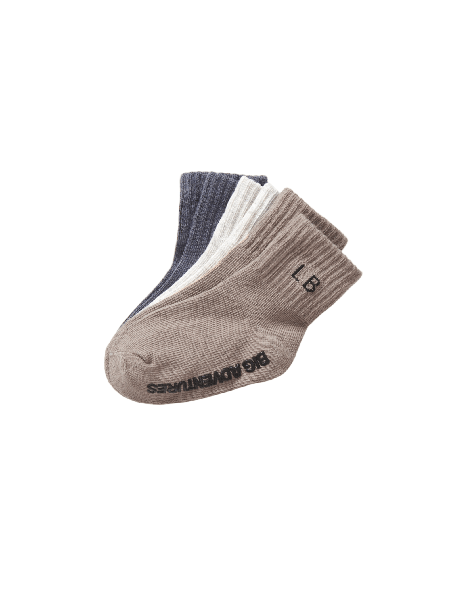 Sock 3 - Pack - Smoke, Light Heather Grey, Mushroom - Little Bipsy