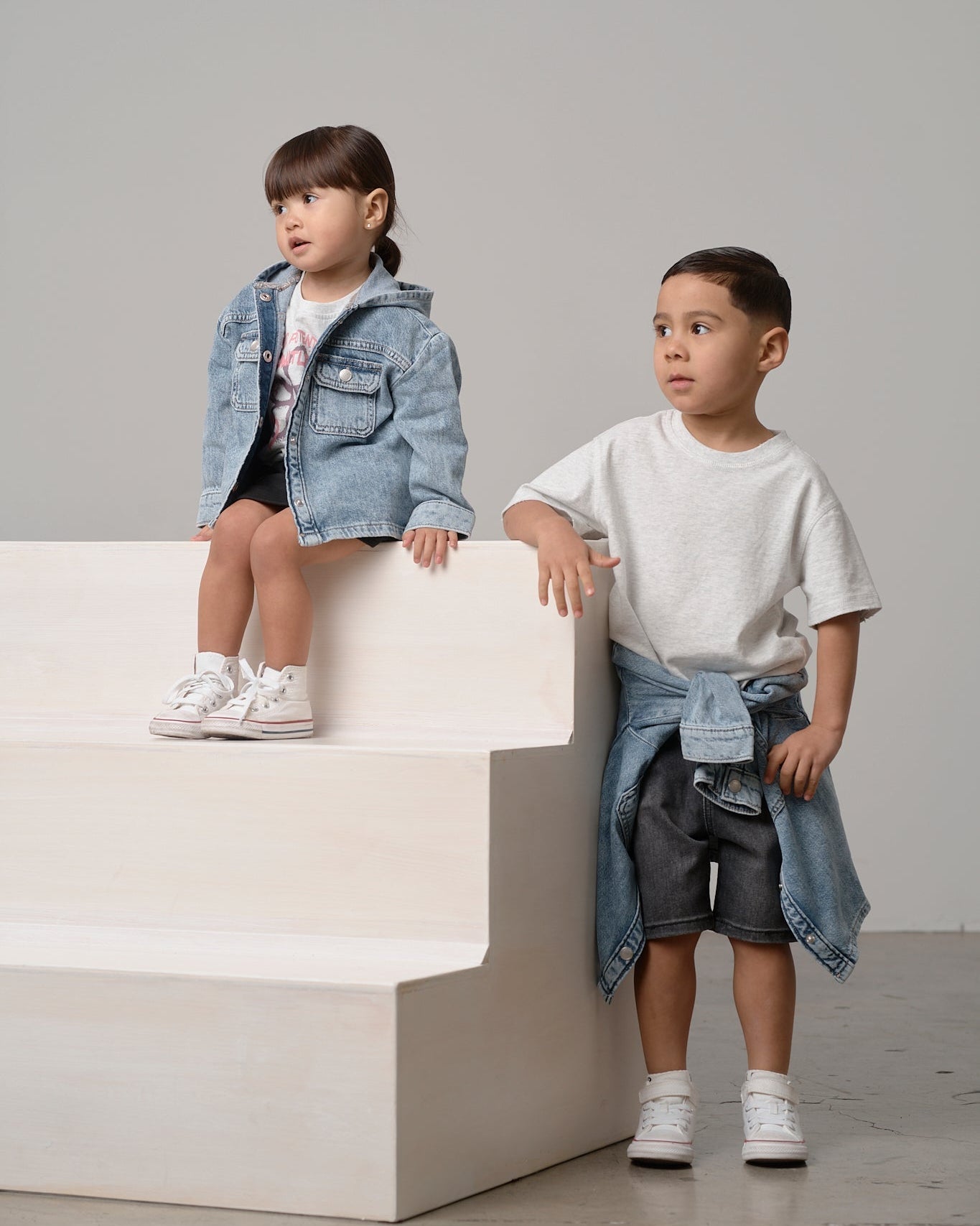 Straight Denim Short - Black Wash - Little Bipsy